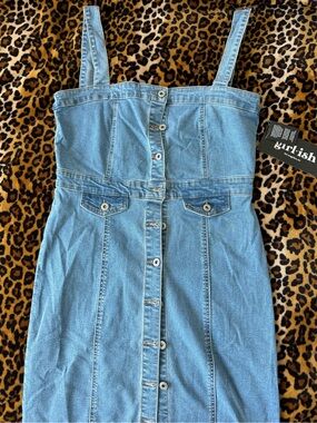 Light Wash Denim Button-Front Dress
